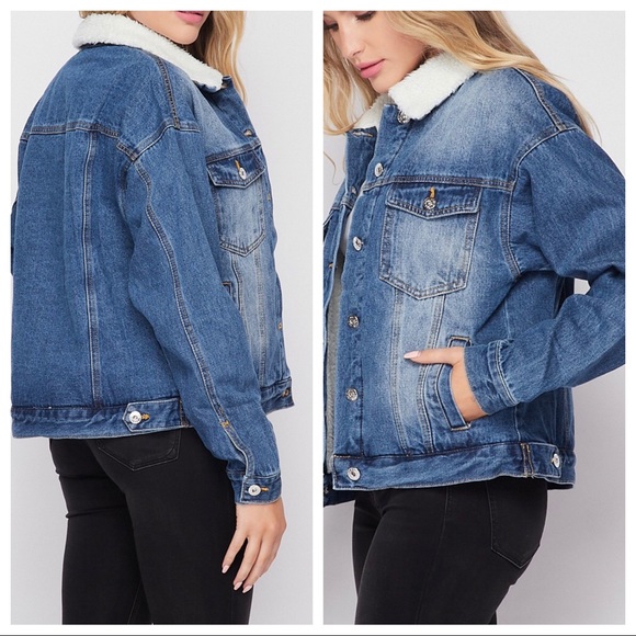 Faux fur lined retro chic denim jacket - Picture 2 of 5